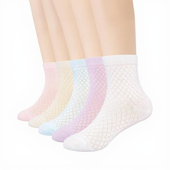 Cotton Socks Thin Summer White Mesh Crew Ankle Dress Sock for Girls Boys kids