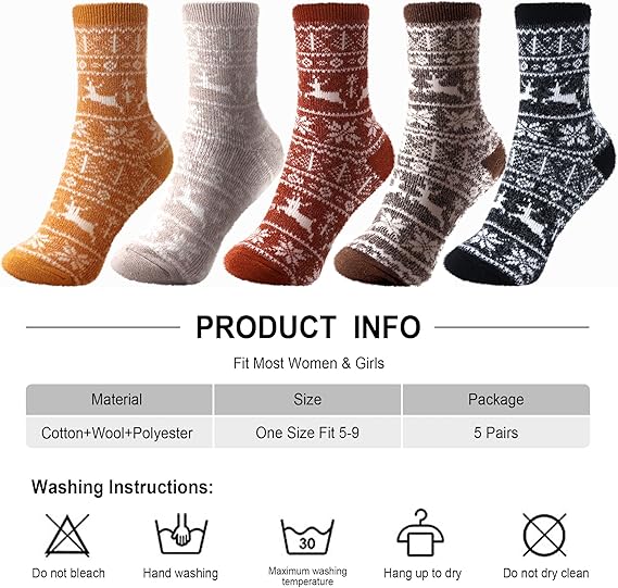 Women Thick Soft Warm Fuzzy Socks Winter Wool Fluffy Cozy Casual Home Sleep Socks