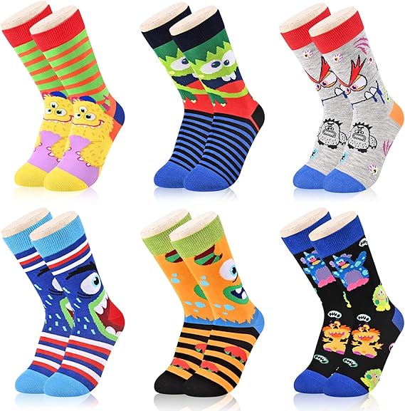 Kids Boys Girls Novelty Crew Socks, Funny Colorful Toddler Calf Socks for 2-18 Years Old