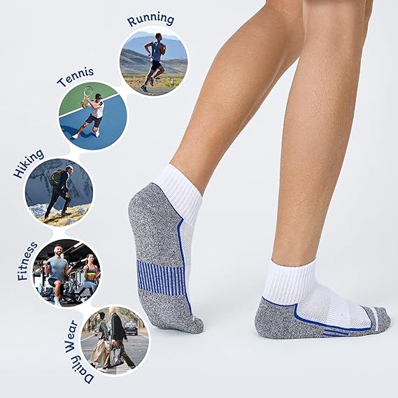 Men's Athletic Cushioned Running Cotton Sports Quarter Socks
