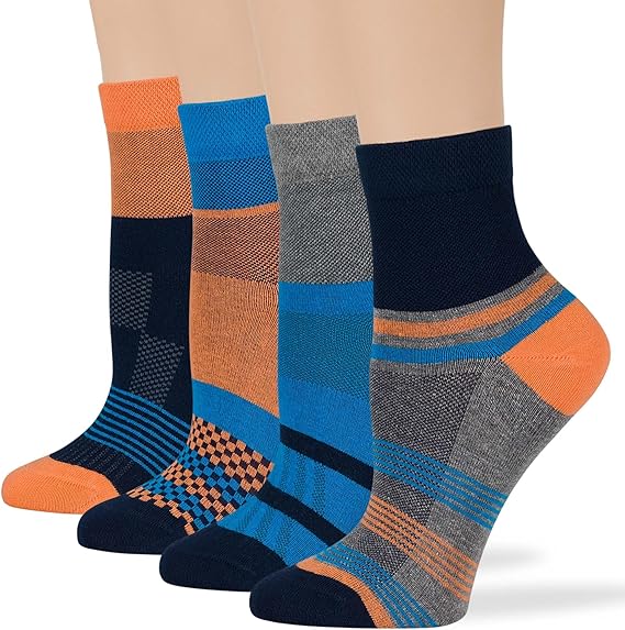Women's Cotton Quarter Non-Binding Diabetic Fashion Socks