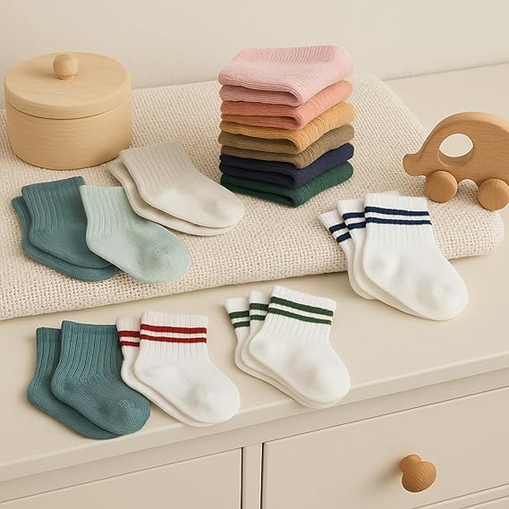 Baby Grip Ankle Socks 6 Pairs | Newborn Infant Toddlers Sock Organic Cotton | Kids Boys Girls Ankle
