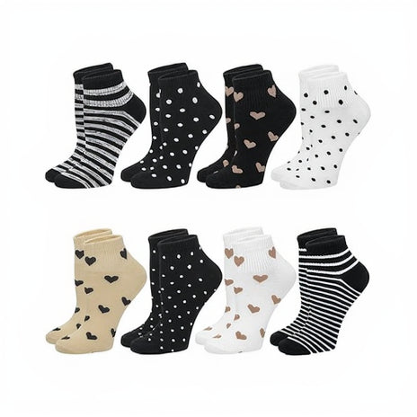 Cotton Ankle Socks for Women, Breathable Novelty Funny Striped Dot Casual Cute Dress Socks