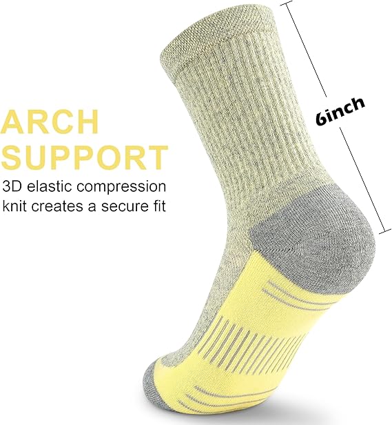 Crew Socks Women Athletic Hiking Running Cushioned Compression Socks