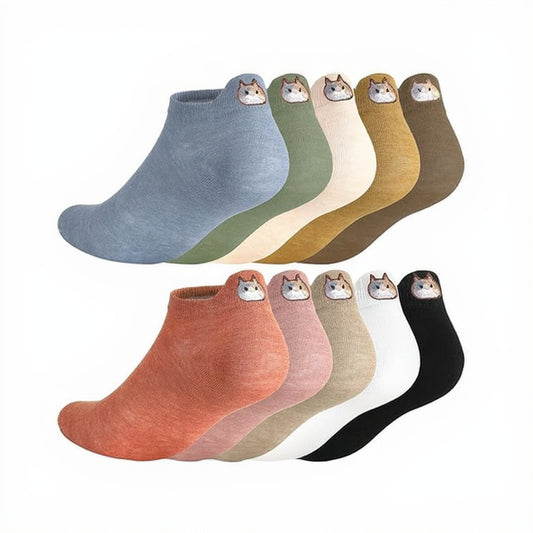 Women Cute Ankle Socks Funny Smile/Animal/Cat Socks Comfort Cotton