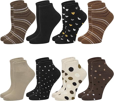 Cotton Ankle Socks for Women, Breathable Novelty Funny Striped Dot Casual Cute Dress Socks