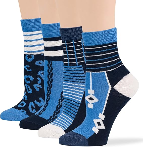 Women's Cotton Quarter Non-Binding Diabetic Fashion Socks