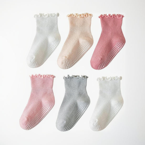 Toddler Ruffle Socks for Girls Baby Grip Socks Non Slip Socks Cute Grippy Frilly