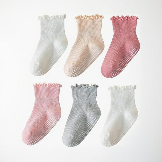 Toddler Ruffle Socks for Girls Baby Grip Socks Non Slip Socks Cute Grippy Frilly
