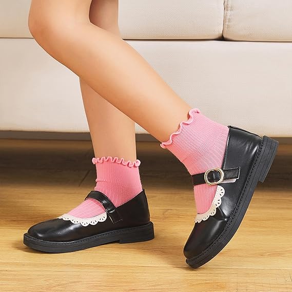 Toddler Ruffle Socks for Girls Baby Grip Socks Non Slip Socks Cute Grippy Frilly