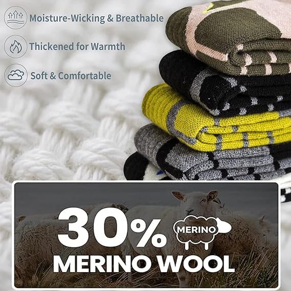 Ski Socks Merino Wool Socks for men&women Knee-High Winter Thermal Snowboarding Socks