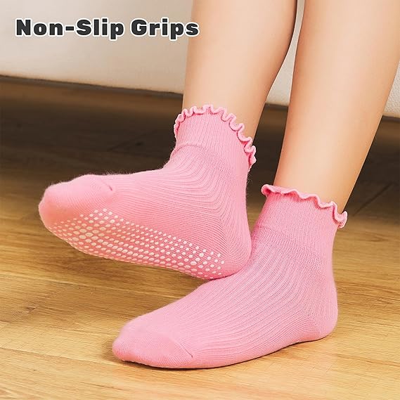 Toddler Ruffle Socks for Girls Baby Grip Socks Non Slip Socks Cute Grippy Frilly