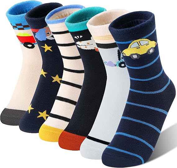 Kids Boys Fun Cotton Crew Socks Funny Crazy Cartoon Novelty Space Trucks Star Dress Socks