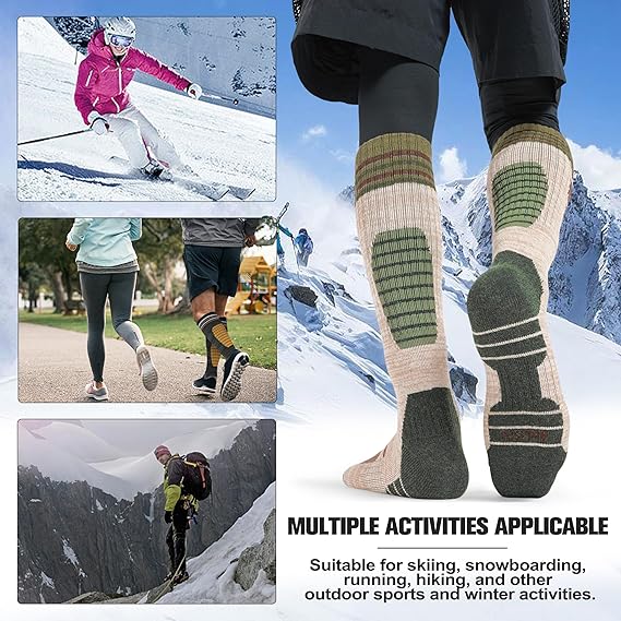 Unisex Merino Wool Ski Thermal Warm Thick Knee High Long Socks