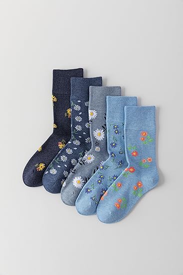 Bamboo Viscose Diabetic Socks for Women, 5 Pairs Non Binding Crew Socks, Edema Neuropathy Socks