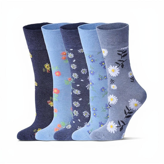 Bamboo Viscose Diabetic Socks for Women, 5 Pairs Non Binding Crew Socks, Edema Neuropathy Socks