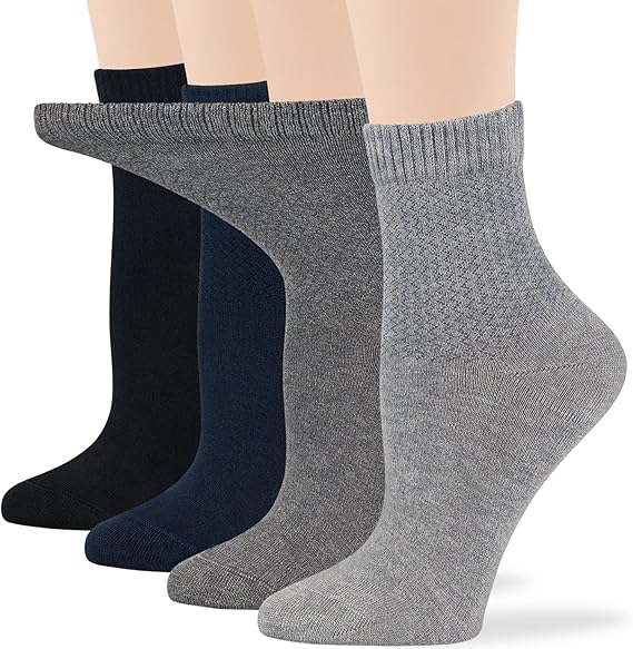 Women's Cotton Quarter Non-Binding Diabetic Fashion Socks