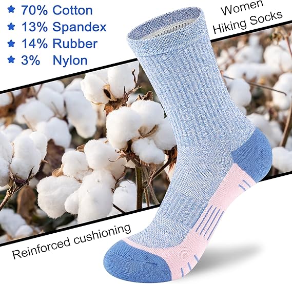Crew Socks Women Athletic Hiking Running Cushioned Compression Socks
