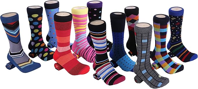 Men's Dress Socks - Colorful Funky Socks for Men - Cotton Fashion Patterned Socks
