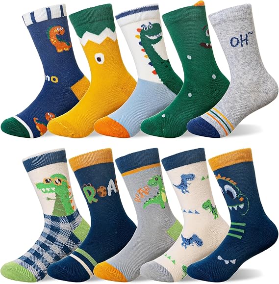 Baby Boys Socks Kids Toddlers Funny Cartoon Car Dinosaur Crew Breathable Cotton Gift Socks