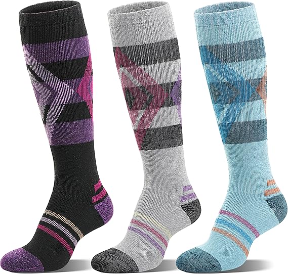 Merino Wool Ski Socks for Womens Mens Thermal Winter Warm Thick Knee High Socks for Skiing Snowboarding