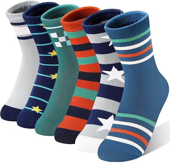 Kids Boys Fun Cotton Crew Socks Funny Crazy Cartoon Novelty Space Trucks Star Dress Socks