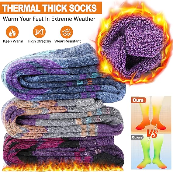 Merino Wool Ski Socks for Womens Mens Thermal Winter Warm Thick Knee High Socks for Skiing Snowboarding