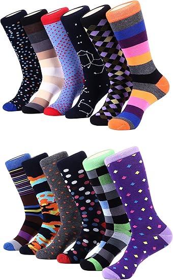 Men's Dress Socks - Colorful Funky Socks for Men - Cotton Fashion Patterned Socks
