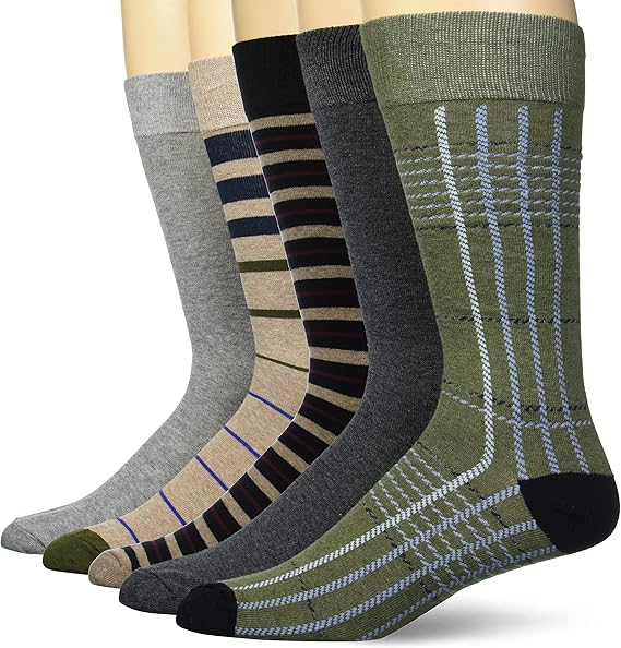 Men's Comfortable Patterned Cotton Crew Dress Socks