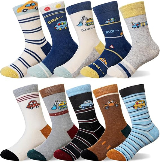 Baby Boys Socks Kids Toddlers Funny Cartoon Car Dinosaur Crew Breathable Cotton Gift Socks