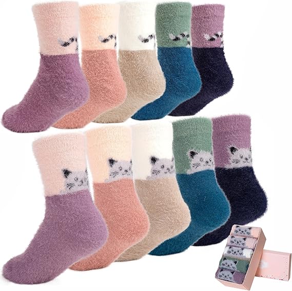 Women Thick Soft Warm Fuzzy Socks Winter Wool Fluffy Cozy Casual Home Sleep Socks
