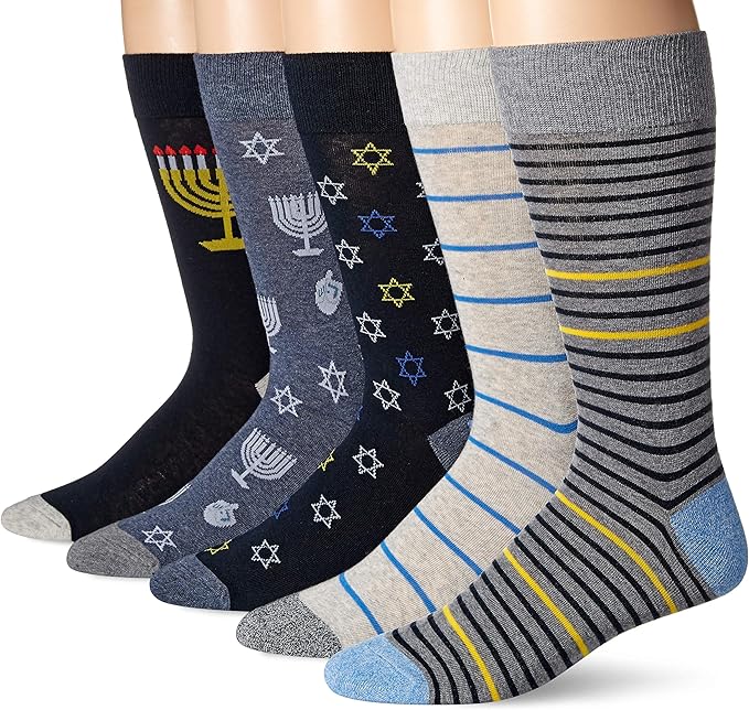 Men's Comfortable Patterned Cotton Crew Dress Socks