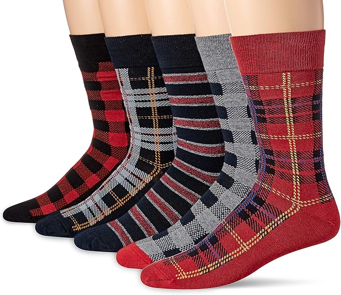 Men's Comfortable Patterned Cotton Crew Dress Socks