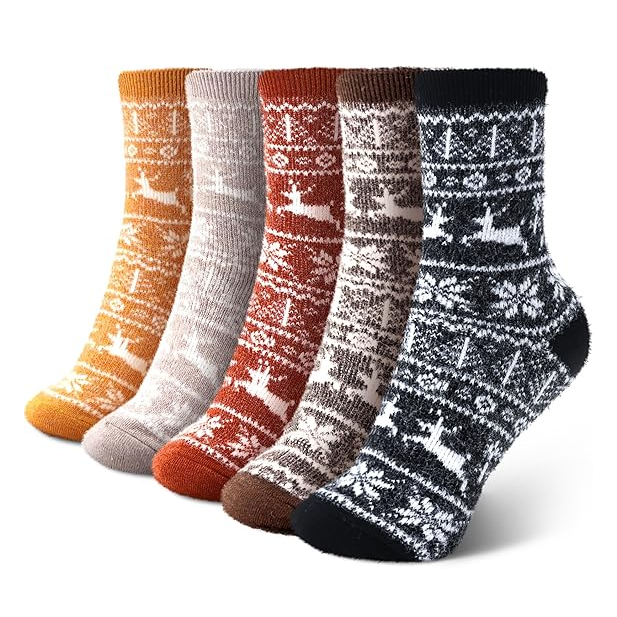 Women Thick Soft Warm Fuzzy Socks Winter Wool Fluffy Cozy Casual Home Sleep Socks