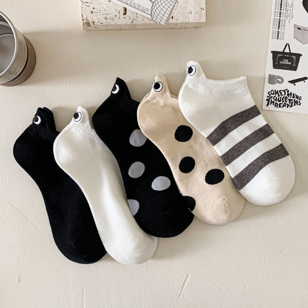 Women’s Cartoon Eye Embroidered No Show Sock