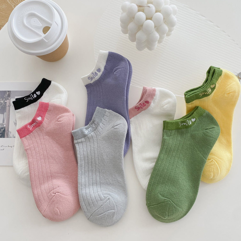 Women’s  Smile Embroidered Ankle Sock