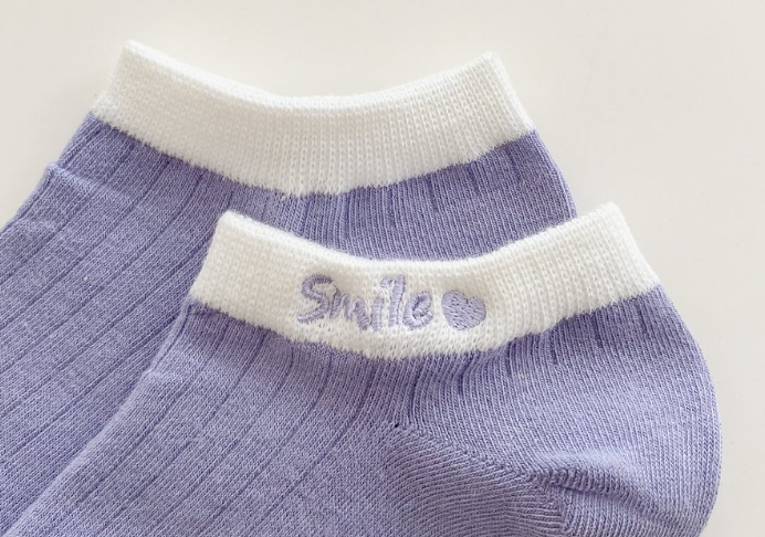Women’s  Smile Embroidered Ankle Sock
