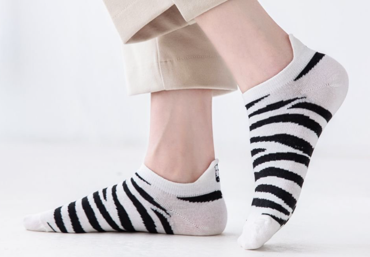 Women’s Zebra Embroidered No Show Sock