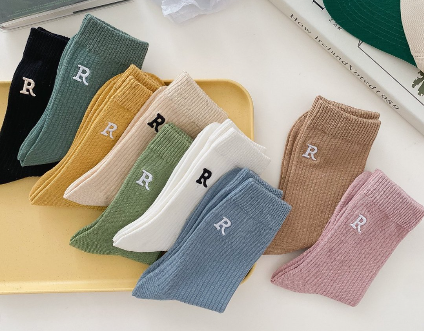 Women’s Embroidered Rib Crew Sock