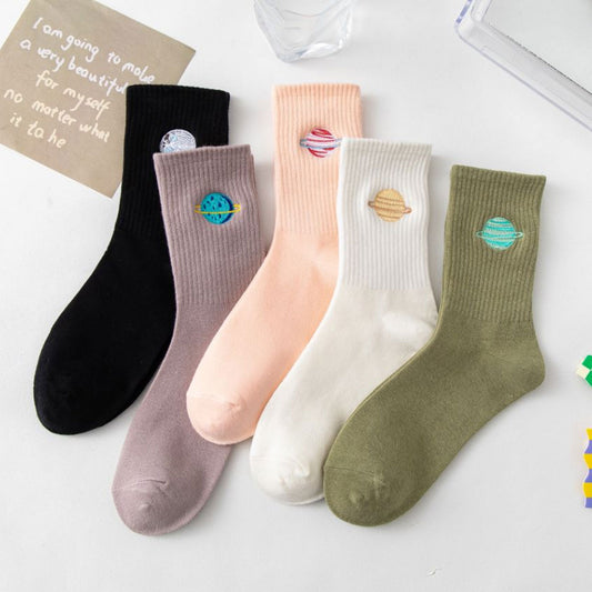 Women’s Planetary Embroidery Crew Sock