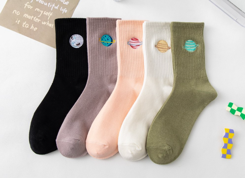 Women’s Planetary Embroidery Crew Sock
