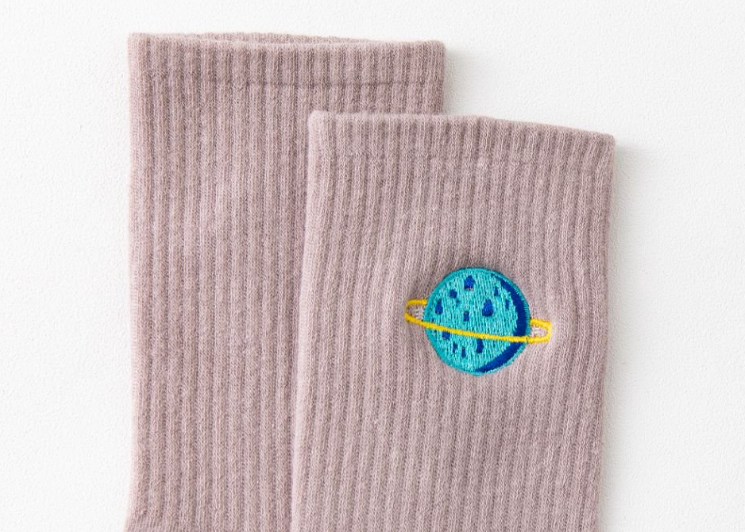 Women’s Planetary Embroidery Crew Sock