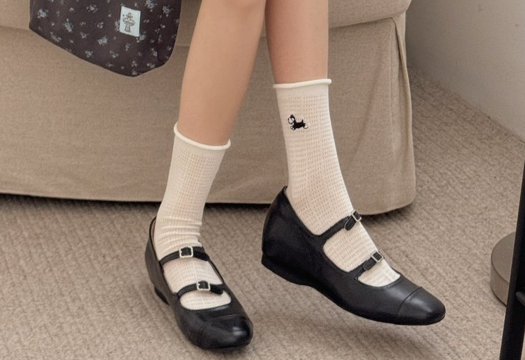 Women’s Crew Sock Puppy Cat Jacquard