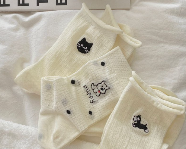 Women’s Crew Sock Puppy Cat Jacquard