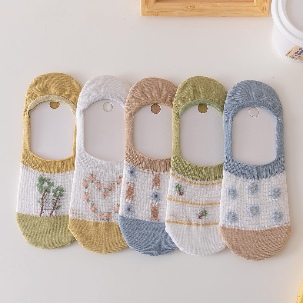 Women's No Show Sock Rural flowers