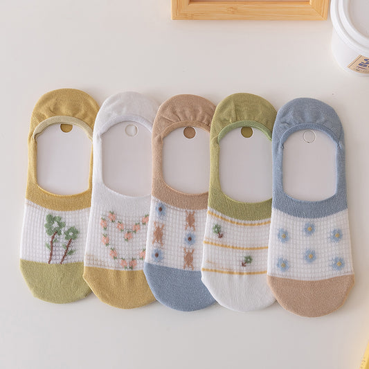 Women's No Show Sock Rural flowers