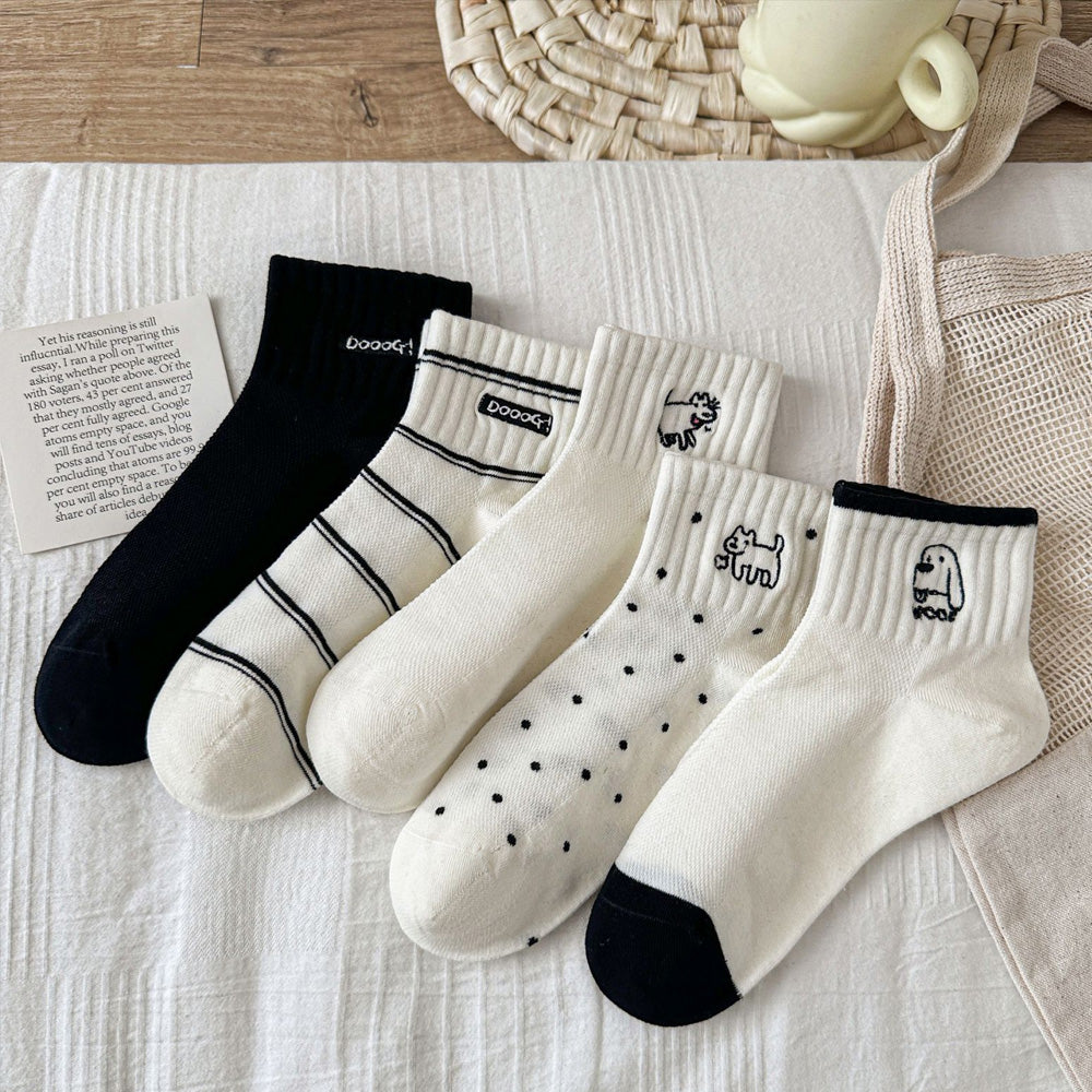 Women’s Dog Embroidered Ankle Sock