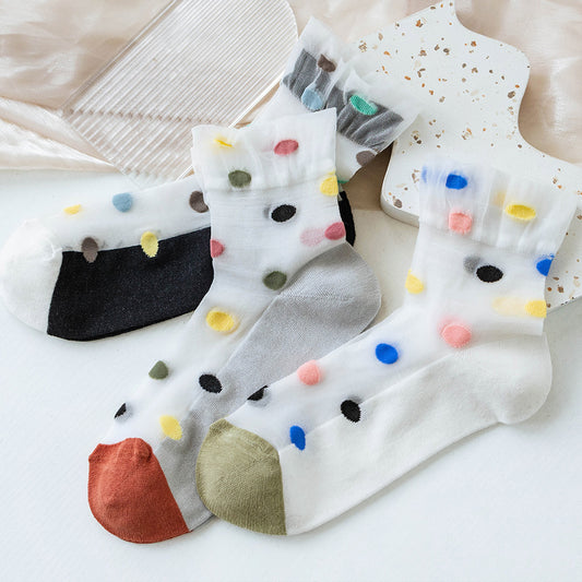 Women's Quarter Sock With Colorful dots