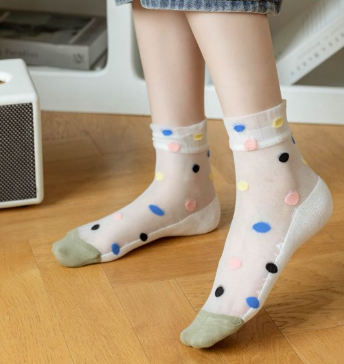 Women's Quarter Sock With Colorful dots