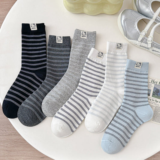 Women’s Stripes Crew Sock With Lable